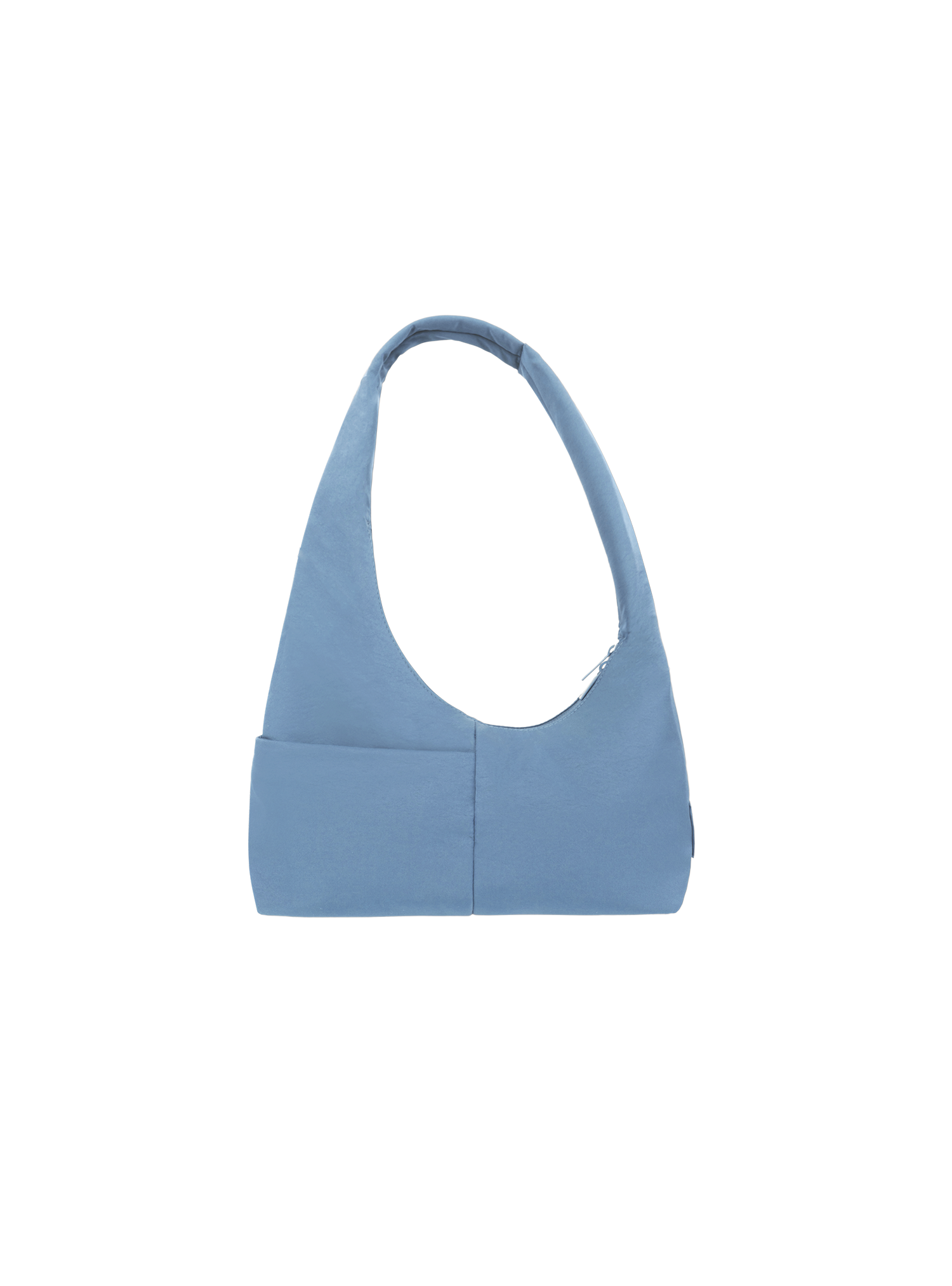 The Mini Arc slouchy hobo-style shoulder bag in grey blue nylon with exterior pockets